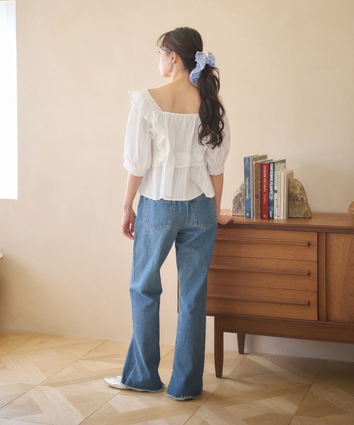 earth music&ecology（アースミュージックアンドエコロジー）の「パフスリーブコットンフリルブラウス（シャツ/ブラウス・レディース・オフホワイト/サックスブルー/ブラック・FREE）」の10枚目の写真