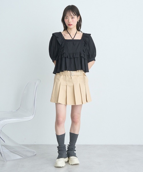 earth music&ecology（アースミュージックアンドエコロジー）の「パフスリーブコットンフリルブラウス（シャツ/ブラウス・レディース・オフホワイト/サックスブルー/ブラック・FREE）」の22枚目の写真