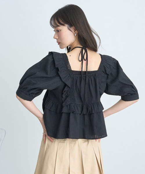 earth music&ecology（アースミュージックアンドエコロジー）の「パフスリーブコットンフリルブラウス（シャツ/ブラウス・レディース・オフホワイト/サックスブルー/ブラック・FREE）」の20枚目の写真