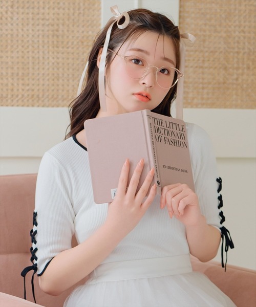 WILLSELECTION（ウィルセレクション）の「袖レースアップニット（ニット/セーター・レディース・オフホワイト/ピンク/ブラック・FREE）」の4枚目の写真