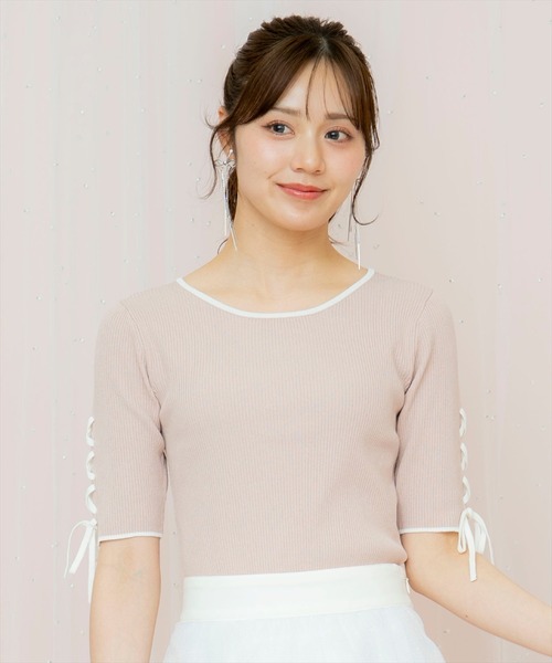 WILLSELECTION（ウィルセレクション）の「袖レースアップニット（ニット/セーター・レディース・オフホワイト/ピンク/ブラック・FREE）」の21枚目の写真