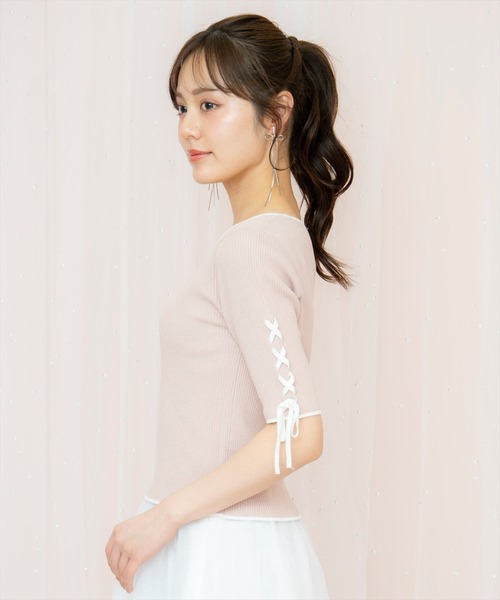 WILLSELECTION（ウィルセレクション）の「袖レースアップニット（ニット/セーター・レディース・オフホワイト/ピンク/ブラック・FREE）」の22枚目の写真