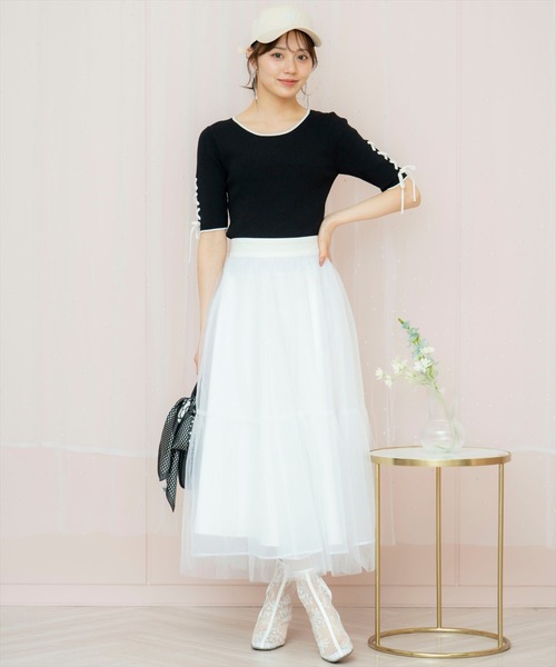 WILLSELECTION（ウィルセレクション）の「袖レースアップニット（ニット/セーター・レディース・オフホワイト/ピンク/ブラック・FREE）」の16枚目の写真