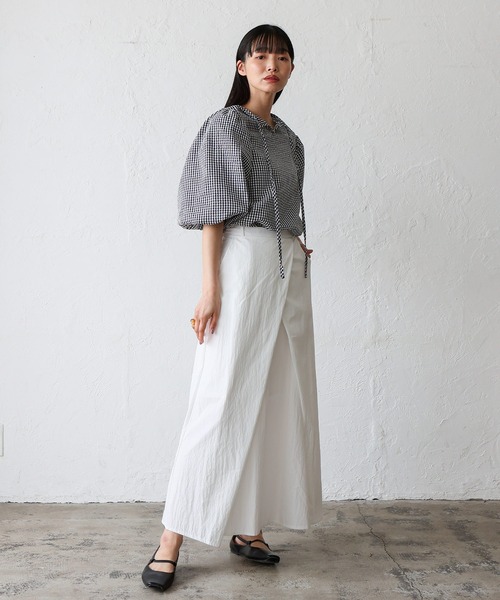 No Rule No Line（ノール－ルノーライン）の「2wayギンガムチェックバルーン袖トップス バルーンシャツ バッグリボン ボリューム袖 シャツ（シャツ/ブラウス・レディース・ネイビー/ブラック・FREE）」の19枚目の写真