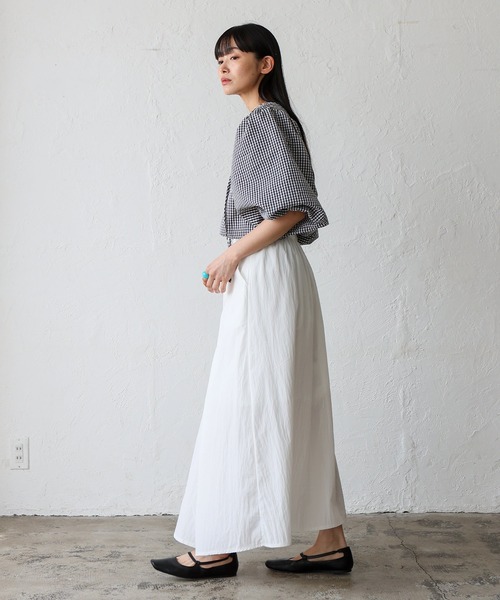 No Rule No Line（ノール－ルノーライン）の「2wayギンガムチェックバルーン袖トップス バルーンシャツ バッグリボン ボリューム袖 シャツ（シャツ/ブラウス・レディース・ネイビー/ブラック・FREE）」の20枚目の写真