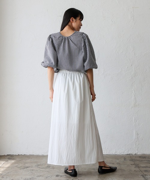 No Rule No Line（ノール－ルノーライン）の「2wayギンガムチェックバルーン袖トップス バルーンシャツ バッグリボン ボリューム袖 シャツ（シャツ/ブラウス・レディース・ネイビー/ブラック・FREE）」の21枚目の写真