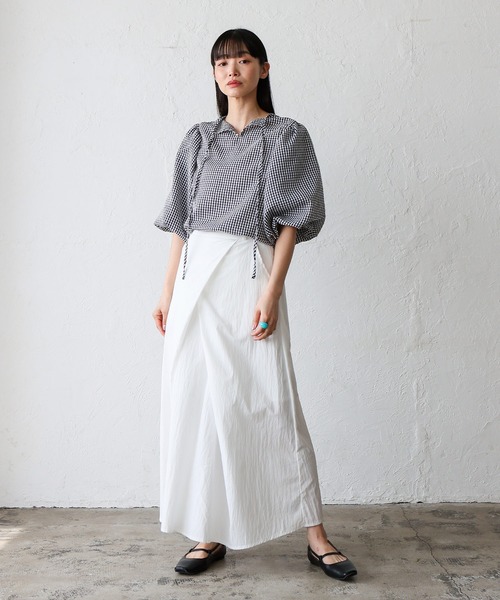 No Rule No Line（ノール－ルノーライン）の「2wayギンガムチェックバルーン袖トップス バルーンシャツ バッグリボン ボリューム袖 シャツ（シャツ/ブラウス・レディース・ネイビー/ブラック・FREE）」の22枚目の写真