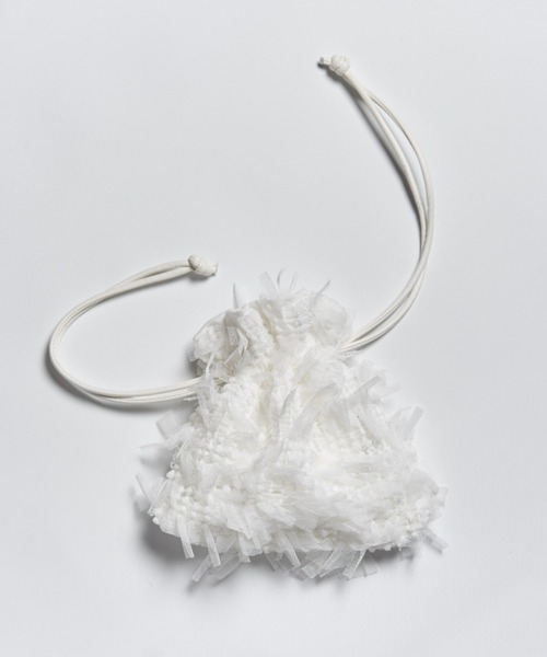 My shawty(マイシャウティー)の「fringe tule bag(ハンドバッグ・レディース・ホワイト/ブラック・FREE)」の1枚目の写真