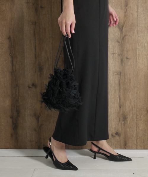 My shawty(マイシャウティー)の「fringe tule bag(ハンドバッグ・レディース・ホワイト/ブラック・FREE)」の2枚目の写真