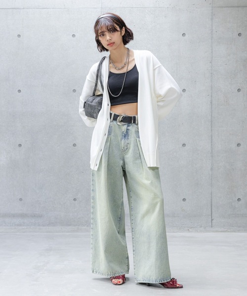 PAGEBOY（ページボーイ）の「ロールリンキングＶネックカーディガン（カーディガン/ボレロ・レディース・ブラック/オレンジ系その他3/オフホワイト・FREE）」の4枚目の写真