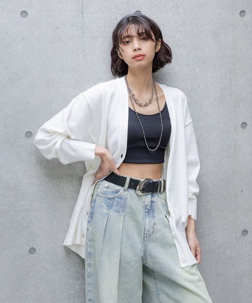 PAGEBOY（ページボーイ）の「ロールリンキングＶネックカーディガン（カーディガン/ボレロ・レディース・ブラック/オレンジ系その他3/オフホワイト・FREE）」の9枚目の写真