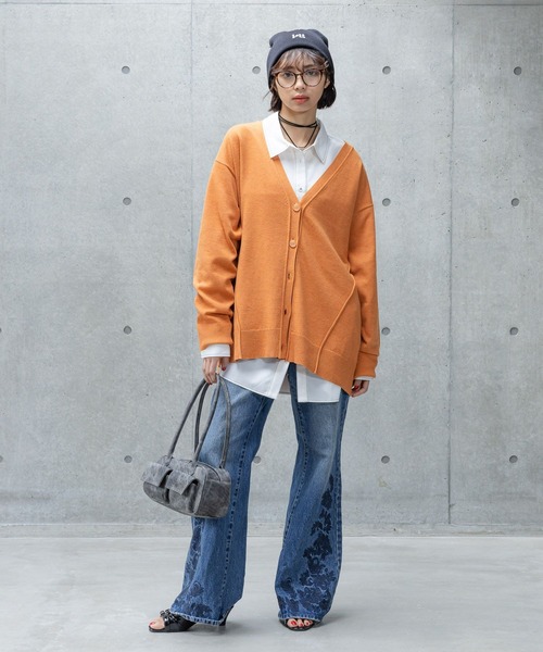 PAGEBOY（ページボーイ）の「ロールリンキングＶネックカーディガン（カーディガン/ボレロ・レディース・ブラック/オレンジ系その他3/オフホワイト・FREE）」の16枚目の写真