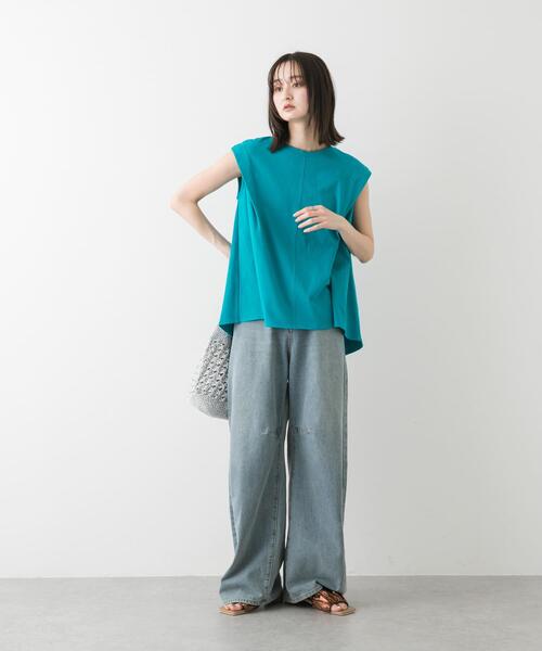SENSE OF PLACE by URBAN RESEARCH(センスオブプレイスバイアーバンリサーチ)の「ショルダータックフレアカットトップ(Tシャツ/カットソー・レディース・グリーン/ブラック/オフホワイト・ONE)」の8枚目の写真