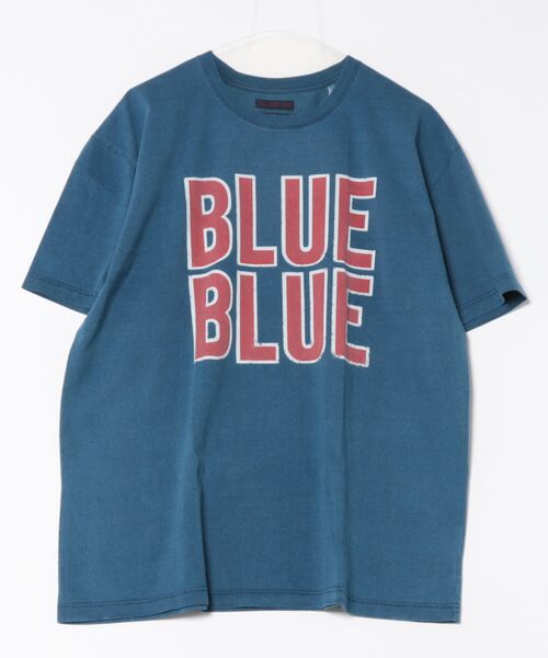 BLUE BLUE(ブルーブルー)の「HT400 INDIGO BLUE BLUE BIGLOGO Tシャツ(Tシャツ/カットソー・メンズ・インディゴブルー・SMALL/MEDIUM/LARGE/X-LARGE)」の1枚目の写真