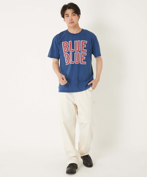 BLUE BLUE(ブルーブルー)の「HT400 INDIGO BLUE BLUE BIGLOGO Tシャツ(Tシャツ/カットソー・メンズ・インディゴブルー・SMALL/MEDIUM/LARGE/X-LARGE)」の3枚目の写真