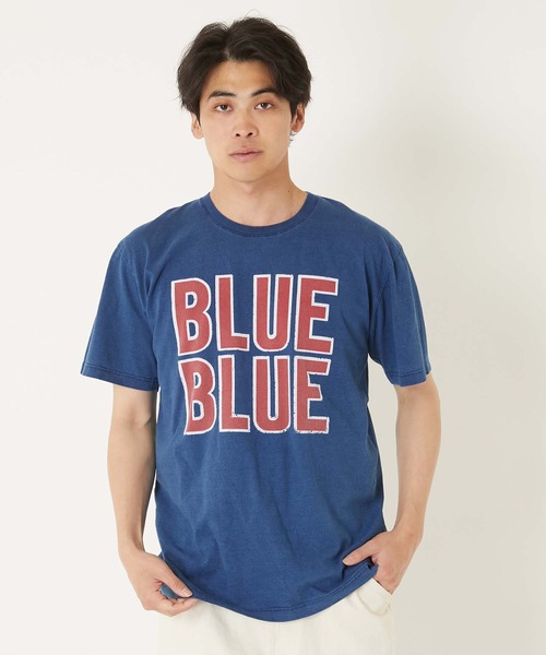 BLUE BLUE(ブルーブルー)の「HT400 INDIGO BLUE BLUE BIGLOGO Tシャツ(Tシャツ/カットソー・メンズ・インディゴブルー・SMALL/MEDIUM/LARGE/X-LARGE)」の2枚目の写真