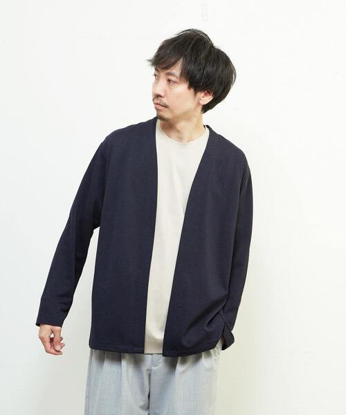 MEN'S MELROSE（メンズメルローズ）の「パリネチドリボタンレスカーディガン（カーディガン/ボレロ・メンズ・グレー/ネイビー/ホワイト×ブラック/ブラウン・2/4/3）」の4枚目の写真