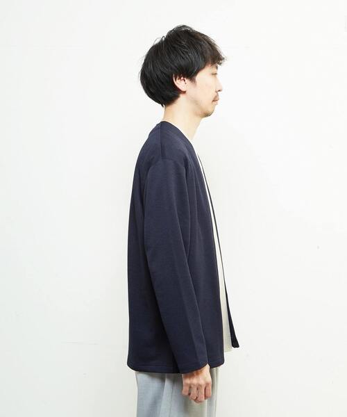 MEN'S MELROSE（メンズメルローズ）の「パリネチドリボタンレスカーディガン（カーディガン/ボレロ・メンズ・グレー/ネイビー/ホワイト×ブラック/ブラウン・2/4/3）」の10枚目の写真