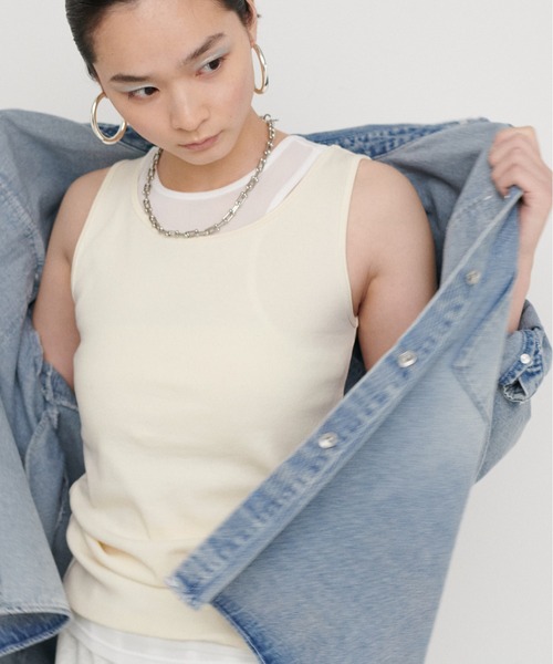 LARUTA(ラルータ)の「【LARUTA】テレコレイヤードタンクセット(タンクトップ・レディース・ライム/アイボリー/チャコールグレー・FREE)」の2枚目の写真