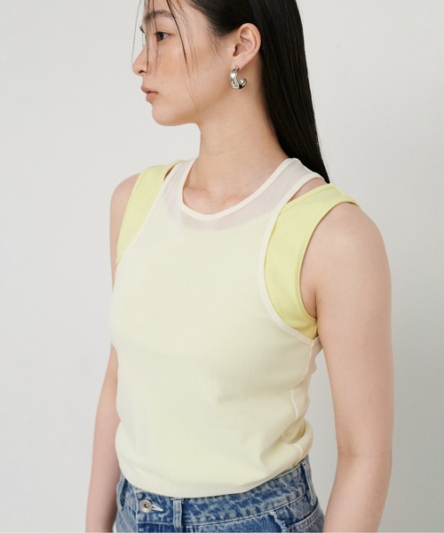 LARUTA(ラルータ)の「【LARUTA】テレコレイヤードタンクセット(タンクトップ・レディース・ライム/アイボリー/チャコールグレー・FREE)」の11枚目の写真