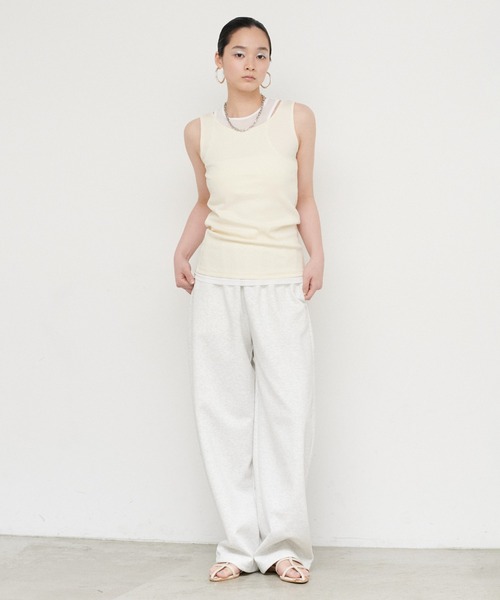 LARUTA(ラルータ)の「【LARUTA】テレコレイヤードタンクセット(タンクトップ・レディース・ライム/アイボリー/チャコールグレー・FREE)」の7枚目の写真