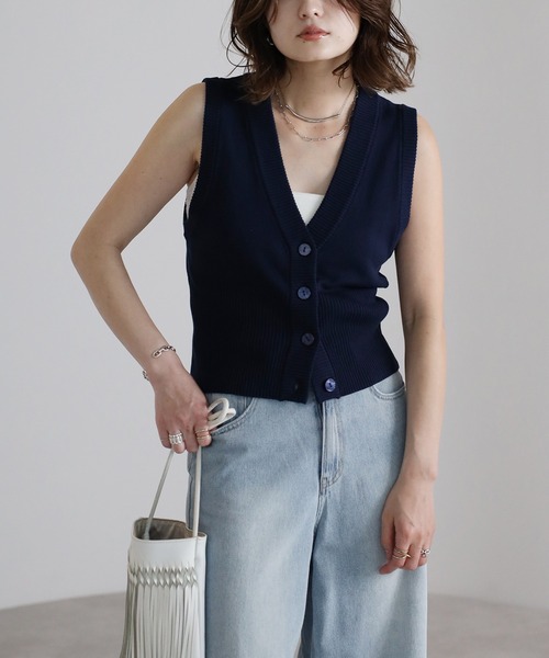 ニットベスト✖️異素材コンビ2WAYワンピースセット/オフホワイト Bonjour Sagan ワンピース ニットベスト×異素材コンビ2WAY