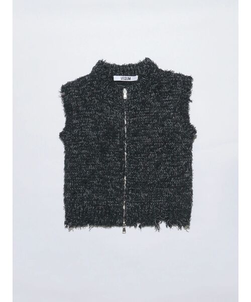 VEQUM(VEQUM)の「【VEQUM】FRINGE MIX KNIT TANK TOP(タンクトップ・レディース・ブラック/グレー/グリーン・FREE)」の4枚目の写真