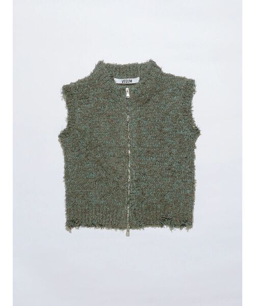 VEQUM(VEQUM)の「【VEQUM】FRINGE MIX KNIT TANK TOP(タンクトップ・レディース・ブラック/グレー/グリーン・FREE)」の7枚目の写真