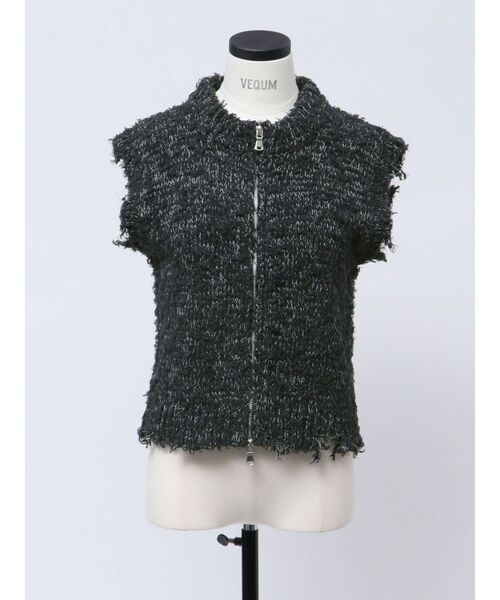 VEQUM(VEQUM)の「【VEQUM】FRINGE MIX KNIT TANK TOP(タンクトップ・レディース・ブラック/グレー/グリーン・FREE)」の8枚目の写真