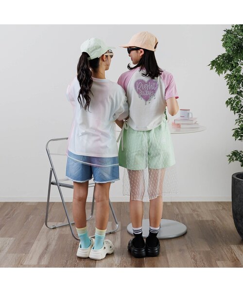 algy（アルジー）の「ナンバリング半袖T&チュール半袖Tセット（Tシャツ/カットソー・キッズ・ブラック/ライム/レインボー・MEDIUM/X-SMALL/XX-SMALL/SMALL）」の5枚目の写真