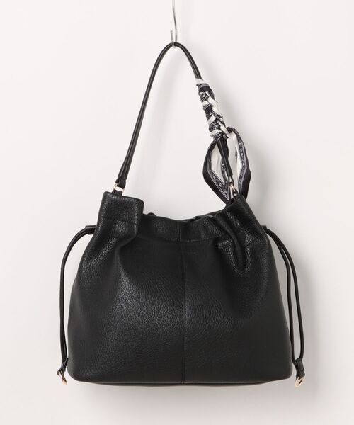 m.f.editorial(エムエフエディトリアル)の「【天巾着マグネット付き】スカーフ付き ワンショルダーバッグ(ショルダーバッグ・レディース・ベージュ/ブラック・FREE)」の8枚目の写真