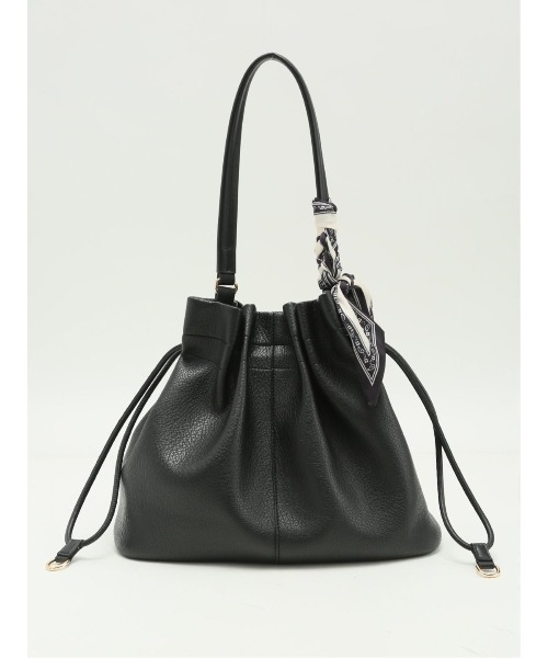 m.f.editorial(エムエフエディトリアル)の「【天巾着マグネット付き】スカーフ付き ワンショルダーバッグ(ショルダーバッグ・レディース・ベージュ/ブラック・FREE)」の9枚目の写真