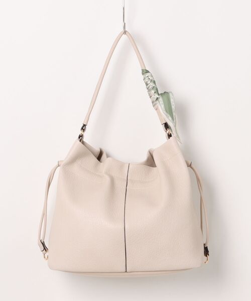 m.f.editorial(エムエフエディトリアル)の「【天巾着マグネット付き】スカーフ付き ワンショルダーバッグ(ショルダーバッグ・レディース・ベージュ/ブラック・FREE)」の16枚目の写真