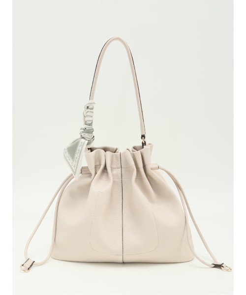 m.f.editorial(エムエフエディトリアル)の「【天巾着マグネット付き】スカーフ付き ワンショルダーバッグ(ショルダーバッグ・レディース・ベージュ/ブラック・FREE)」の18枚目の写真