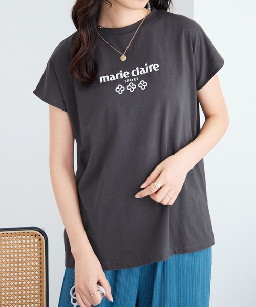 ダークグレー Tシャツ joli sourire セール】【マリクレール・スポーツ】ギャザーTシャツ（Tシャツ