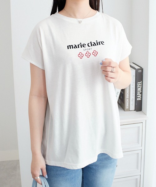 marie claire sport(マリクレール スポーツ)の「【マリクレール・スポーツ】ギャザーTシャツ(Tシャツ/カットソー・レディース・ホワイト/チャコール・3L/LL/L/M)」の5枚目の写真