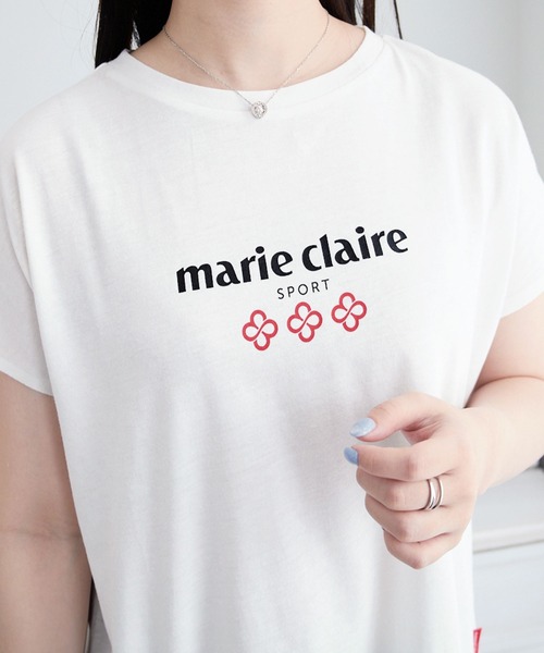 marie claire sport(マリクレール スポーツ)の「【マリクレール・スポーツ】ギャザーTシャツ(Tシャツ/カットソー・レディース・ホワイト/チャコール・3L/LL/L/M)」の8枚目の写真