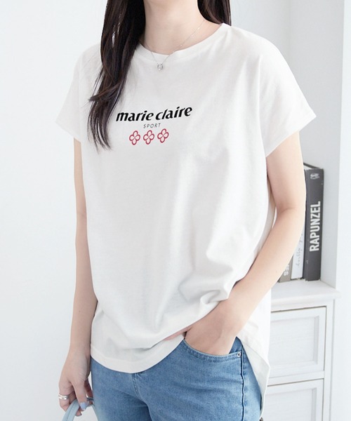 marie claire sport(マリクレール スポーツ)の「【マリクレール・スポーツ】ギャザーTシャツ(Tシャツ/カットソー・レディース・ホワイト/チャコール・3L/LL/L/M)」の13枚目の写真
