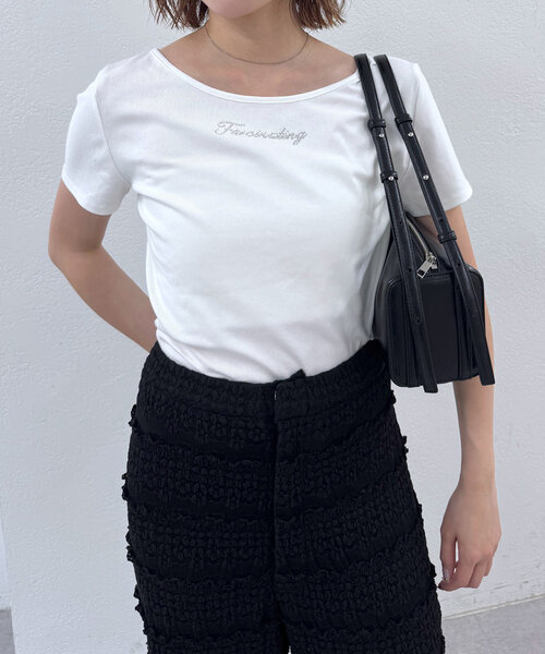 mline（エムライン）の「[mline]ストーンTシャツ（Tシャツ/カットソー・レディース・ブルー/オフホワイト/ブラック・FREE）」の6枚目の写真