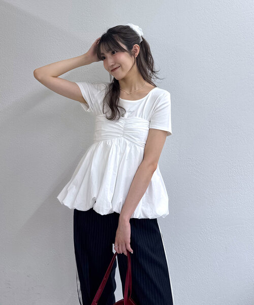 mline（エムライン）の「[mline]ストーンTシャツ（Tシャツ/カットソー・レディース・ブルー/オフホワイト/ブラック・FREE）」の7枚目の写真