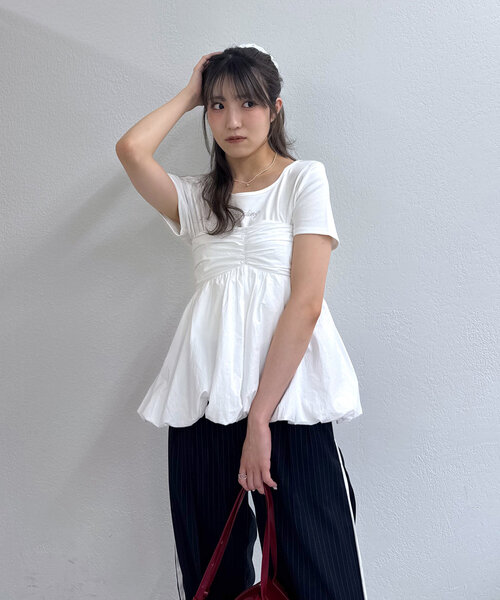 mline（エムライン）の「[mline]ストーンTシャツ（Tシャツ/カットソー・レディース・ブルー/オフホワイト/ブラック・FREE）」の8枚目の写真