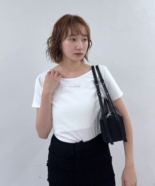 mline（エムライン）の「[mline]ストーンTシャツ（Tシャツ/カットソー・レディース・ブルー/オフホワイト/ブラック・FREE）」の9枚目の写真