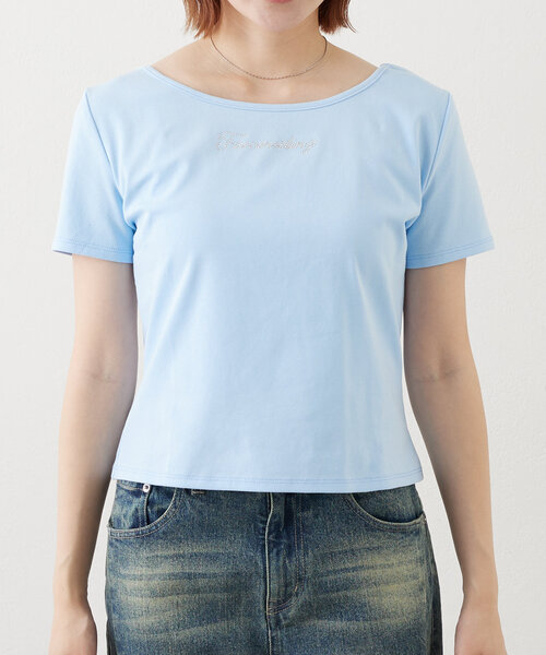 mline（エムライン）の「[mline]ストーンTシャツ（Tシャツ/カットソー・レディース・ブルー/オフホワイト/ブラック・FREE）」の15枚目の写真