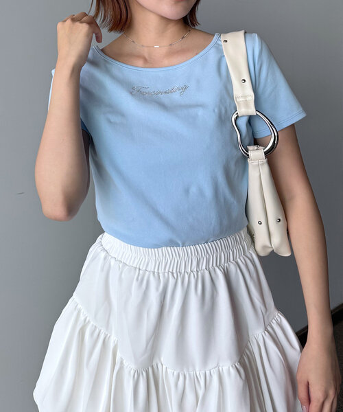 mline（エムライン）の「[mline]ストーンTシャツ（Tシャツ/カットソー・レディース・ブルー/オフホワイト/ブラック・FREE）」の22枚目の写真