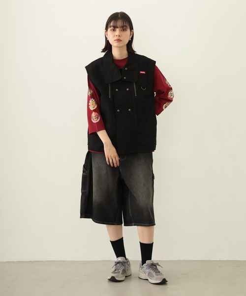 MILKFED.（ミルクフェド）の「PAINTER BAGGY SHORTS（デニムパンツ・レディース・オフホワイト/ブラック/ライトインディゴブルー・S/M）」の7枚目の写真