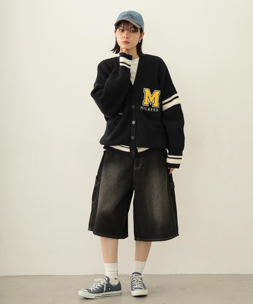 MILKFED.（ミルクフェド）の「PAINTER BAGGY SHORTS（デニムパンツ・レディース・オフホワイト/ブラック/ライトインディゴブルー・S/M）」の12枚目の写真
