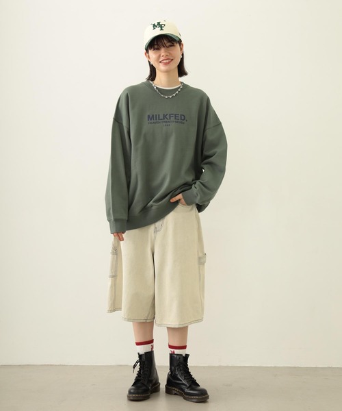 MILKFED.（ミルクフェド）の「PAINTER BAGGY SHORTS（デニムパンツ・レディース・オフホワイト/ブラック/ライトインディゴブルー・S/M）」の22枚目の写真