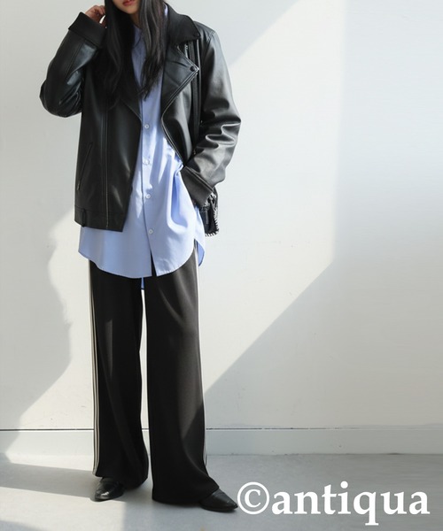 antiqua(アンティカ)の「配色ライン パンツ(その他パンツ・レディース・ネイビー/ブラック/グレー・ONESIZE)」の22枚目の写真