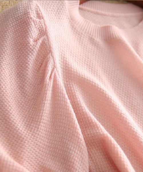 maison de LATIR（メゾンドラティール）の「パフスリーブ夏服半袖サマーニット（Tシャツ/カットソー・レディース・ホワイト/ブラック/ピンク・FREE）」の18枚目の写真