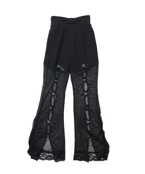 パンツ Ribbon and stone front open tulle pants Ribbon and stone front open tulle pants 【公式通販】